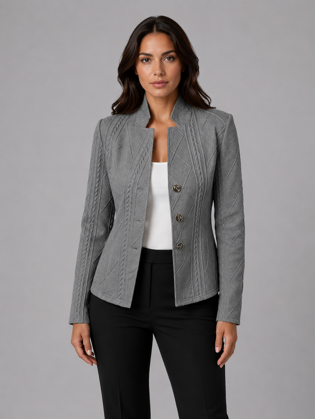 Women’s Textured Tailored Blazer with Defined Waist