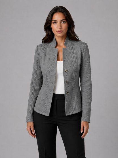 Women’s Textured Tailored Blazer with Defined Waist