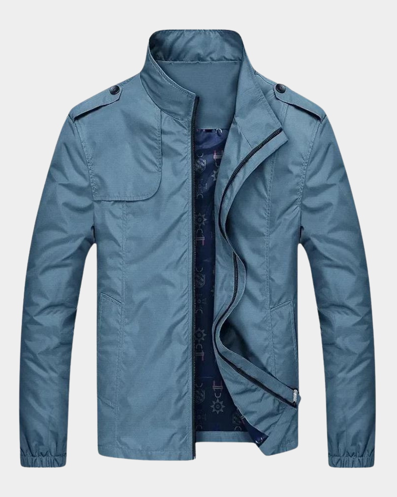 Men’s Military-Inspired Stand-Collar Zip Bomber Jacket