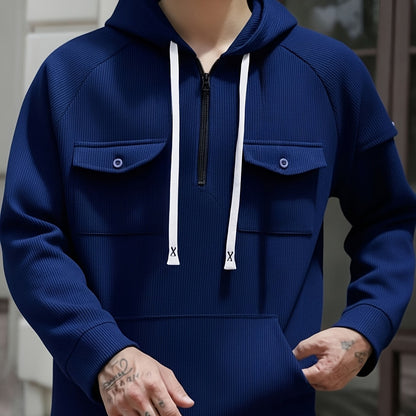 Men’s Ribbed Quarter-Zip Utility Hoodie
