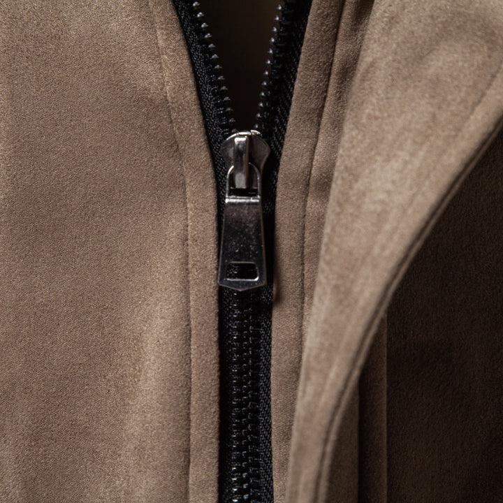 Men's Contrast-Collar Suede-Style Casual Jacket
