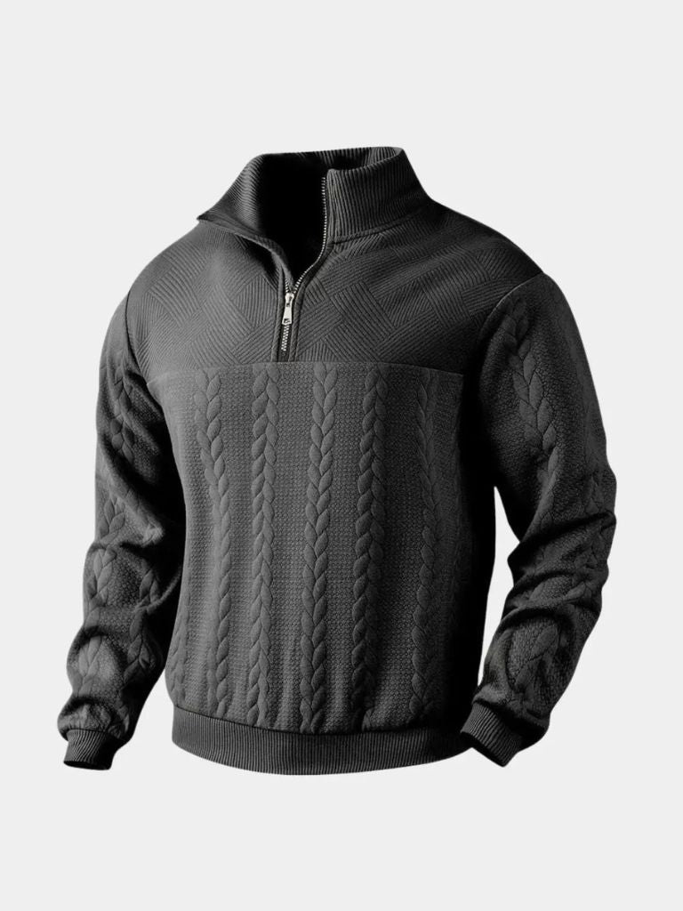 Men’s Embroidered Quarter-Zip Henley Knit Pullover
