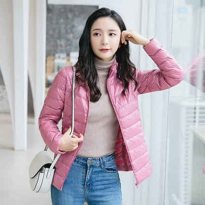 Women’s Tailored Lightweight Quilted Jacket with Stand Collar