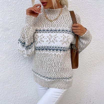 Women’s Snowflake Pattern Relaxed Knit Winter Sweater