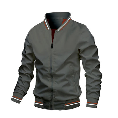 Men’s Lightweight Striped Trim Bomber Jacket