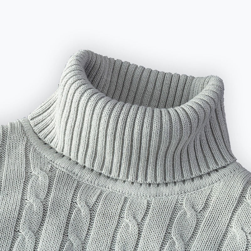 Men’s Textured Cable Knit High-Neck Sweater