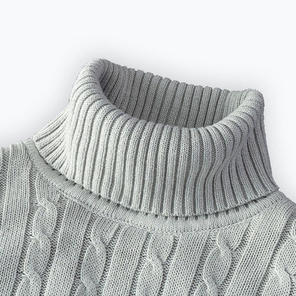 Men’s Textured Cable Knit High-Neck Sweater