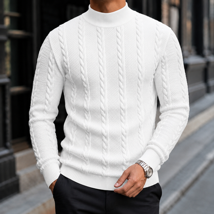Men’s Slim Cable-Knit Turtleneck Sweater