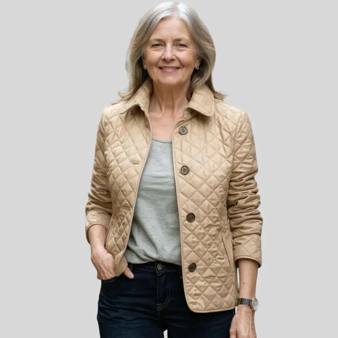 Women's Lightweight Quilted Jacket with Classic Lapel Collar