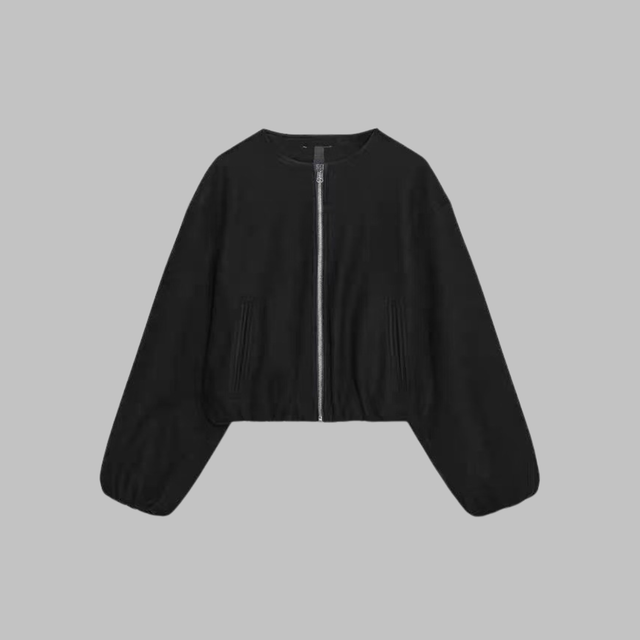 Women’s Cropped Boxy Zip Jacket with Side Pockets
