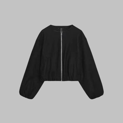 Women’s Cropped Boxy Zip Jacket with Side Pockets