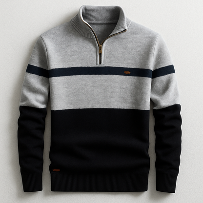 Men’s Tailored Cotton Quarter-Zip Mock Neck Sweater