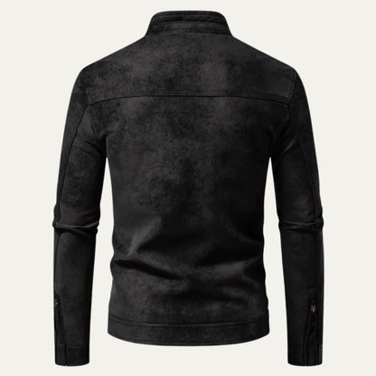 Men’s Asymmetric Zip Leather-Look Moto Jacket