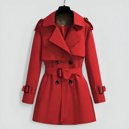 Women’s Double-Breasted Mid-Length Trench Coat for Transitional Weather