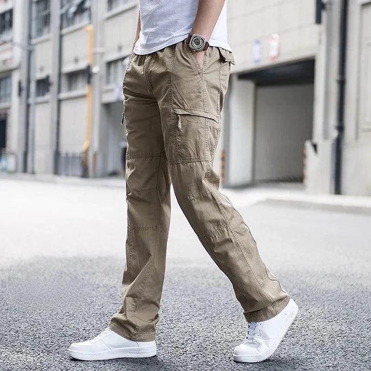 Men’s Stretch Cotton Cargo Pants with Utility Pockets