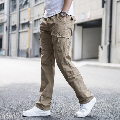 Men’s Stretch Cotton Cargo Pants with Utility Pockets