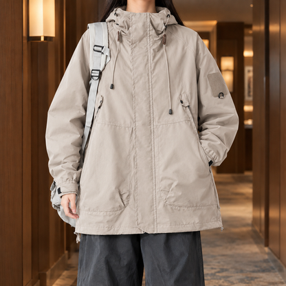 Relaxed Mid-Length Hooded Utility Jacket