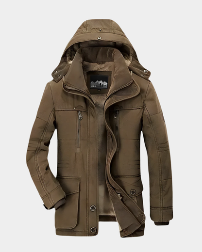 Men’s Fleece-Lined Hooded Longline Puffer Parka