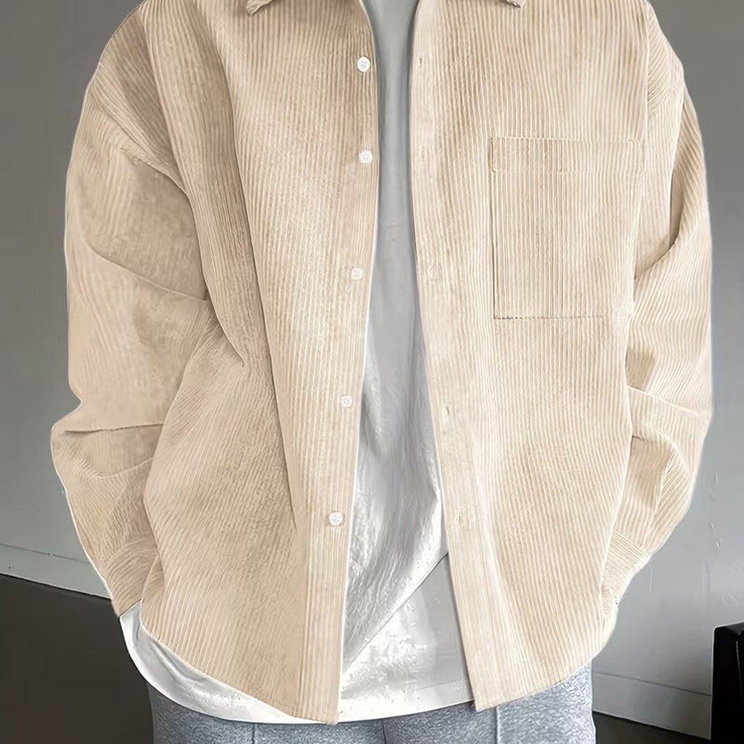 Men’s Classic Corduroy Button-Front Overshirt Jacket