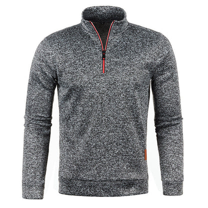 Men’s Heathered Quarter-Zip Mock Neck Sweater