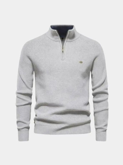 Men’s Embroidered Cotton Quarter-Zip Pullover