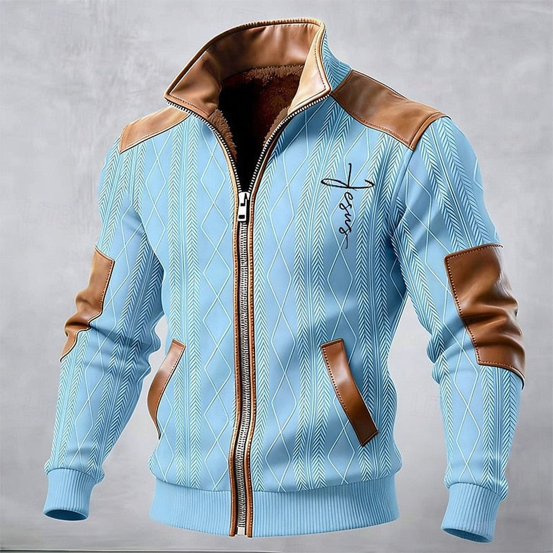 Men’s Insulated Stand-Collar Contrast-Trim Zip Jacket