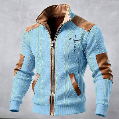 Men’s Insulated Stand-Collar Contrast-Trim Zip Jacket