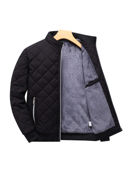 Men’s Diamond Quilted Faux Fur-Lined Winter Jacket