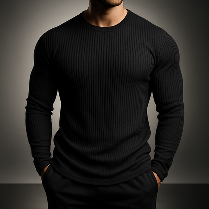 Men’s Fine Ribbed Slim-Fit Knit Pullover