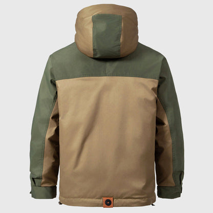 Men’s Color-Block Hooded Down Anorak Jacket