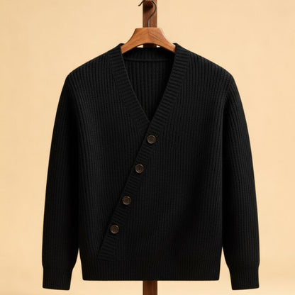 Men’s Stretch Ribbed V-Neck Button Cardigan