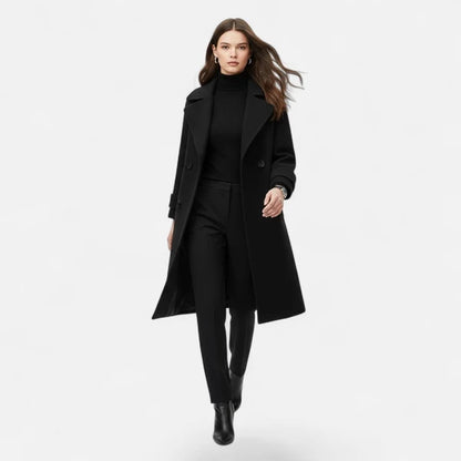 Women’s Slim Double-Breasted Cashmere-Blend Winter Coat