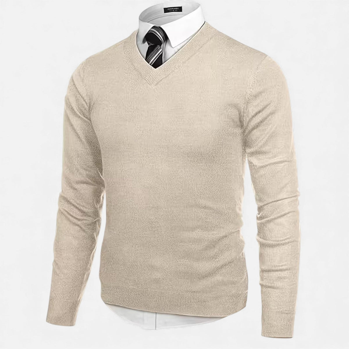 Men’s Medium-Stretch V-Neck Winter Knit Pullover
