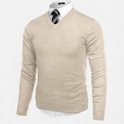 Men’s Medium-Stretch V-Neck Winter Knit Pullover