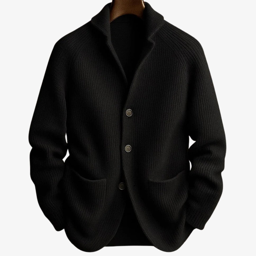 Men’s Ribbed Cotton-Blend Button-Up Knit Cardigan