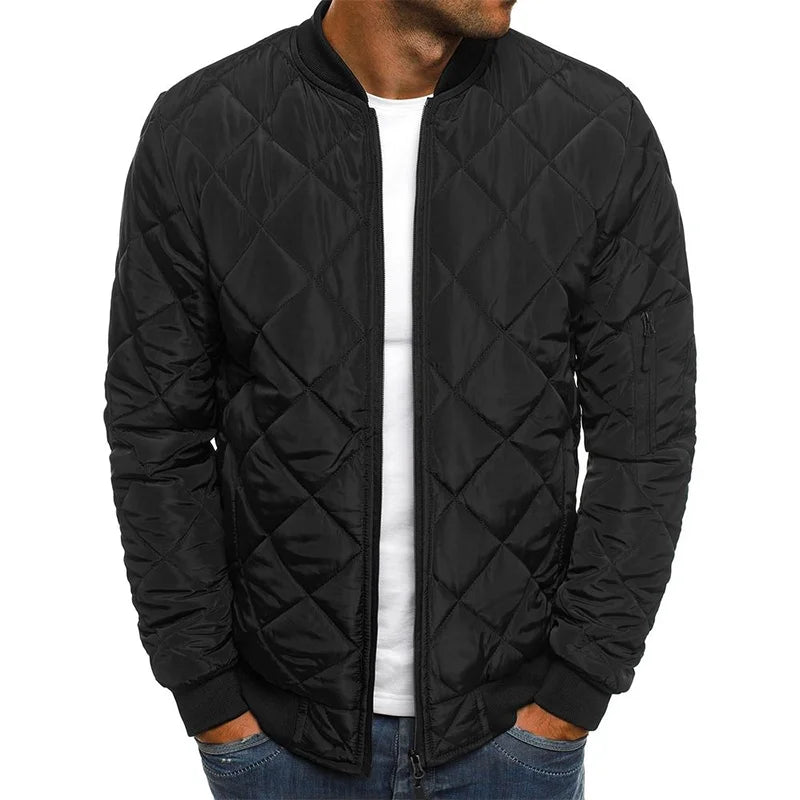 Men’s Quilted Ribbed-Trim Bomber Jacket