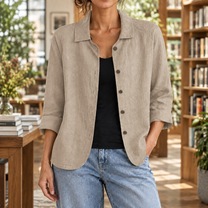 Women’s Soft Woven Relaxed Button Blazer