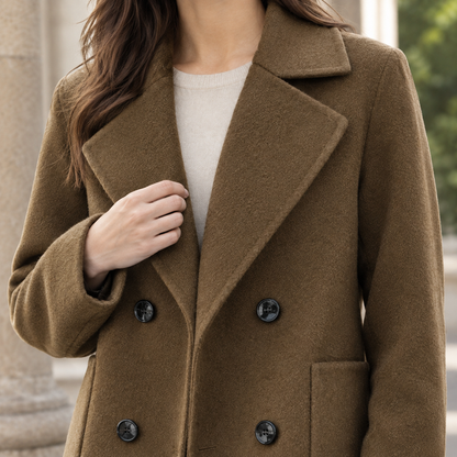 Brushed Relaxed Double-Breasted Short Jacket