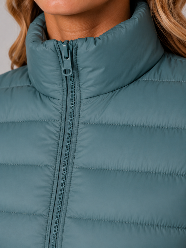 Women’s Slim-Fit Quilted Padded Jacket with Stand Collar