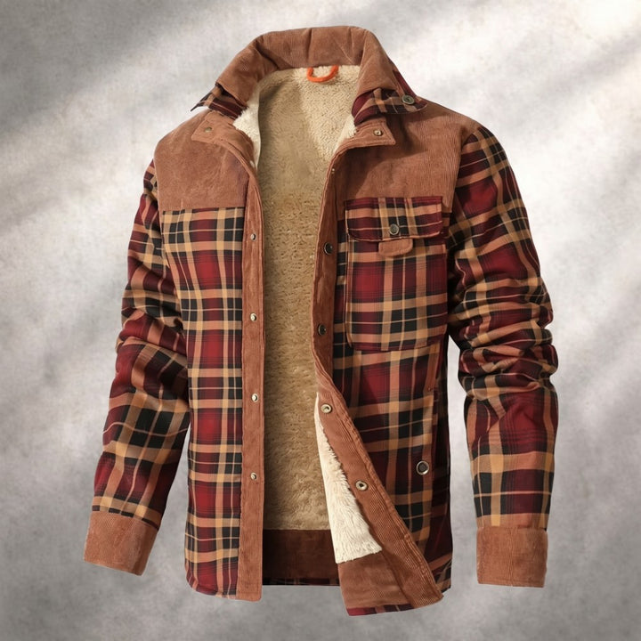 Men’s Sherpa-Lined Plaid Flannel Outdoor Jacket