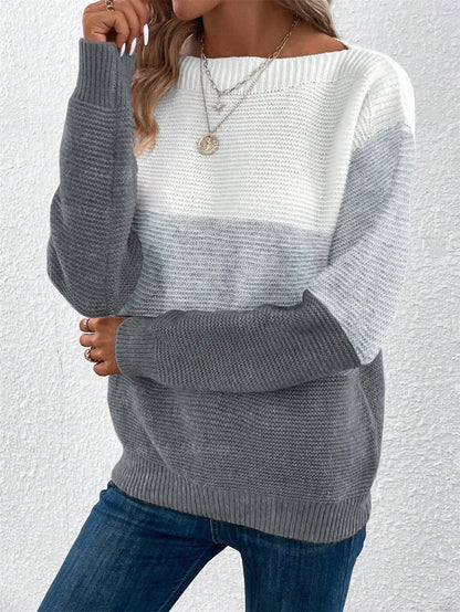 Women’s Contemporary Color Block Relaxed Knit Sweater