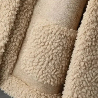 Women’s Plush Shearling Jacket with Oversized Patch Pockets