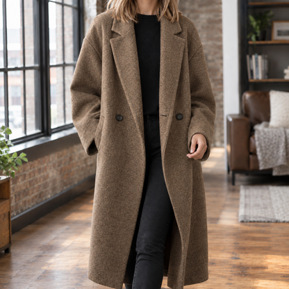 Relaxed Oversized Long Wool-Blend Coat