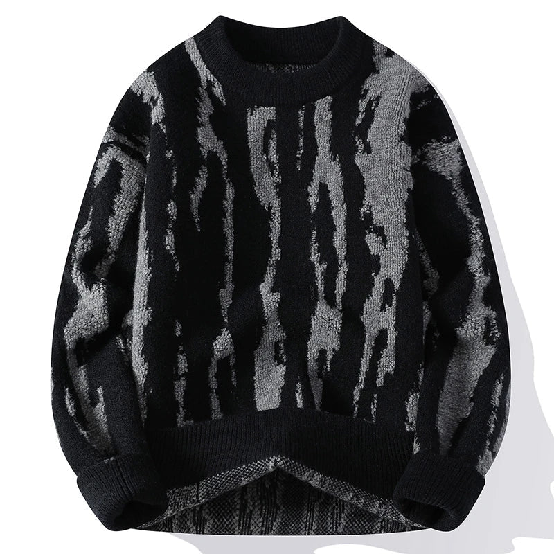 Men’s Textured Vertical Pattern Crewneck Sweater