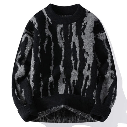 Men’s Textured Vertical Pattern Crewneck Sweater