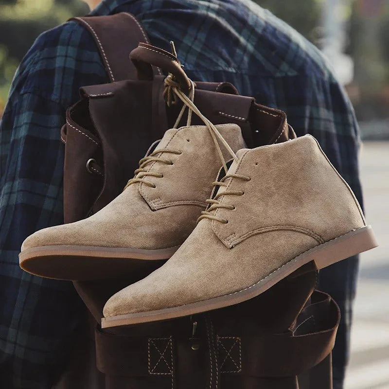 Men’s Genuine Suede Chelsea Boots with Rugged Rubber Sole
