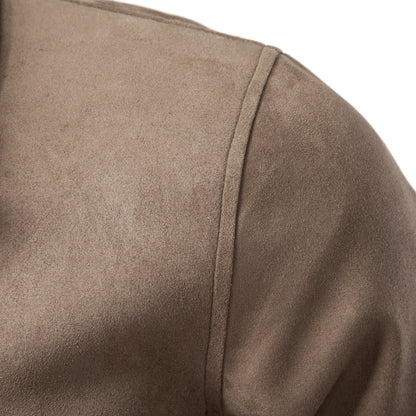 Men's Suede-Style Zip-Up Casual Jacket