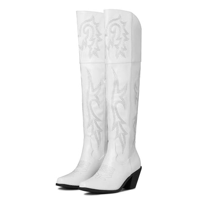 Women’s Classic Over-the-Knee Cowboy Boots with Versatile Style