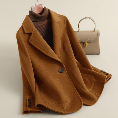 Women’s Longline Wool Blend Blazer with Notched Lapels