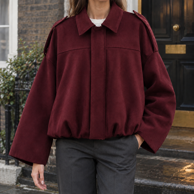 Women’s Relaxed Suede-Textured Batwing Jacket